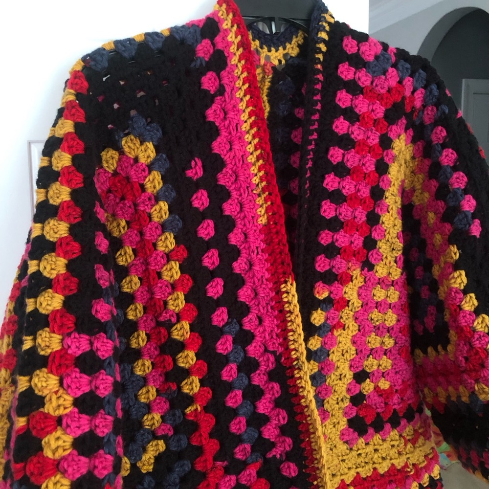 New: Handmade Crochet Hexagon Granny Open Sweater Cardigan. Size Medium - Picture 11 of 15